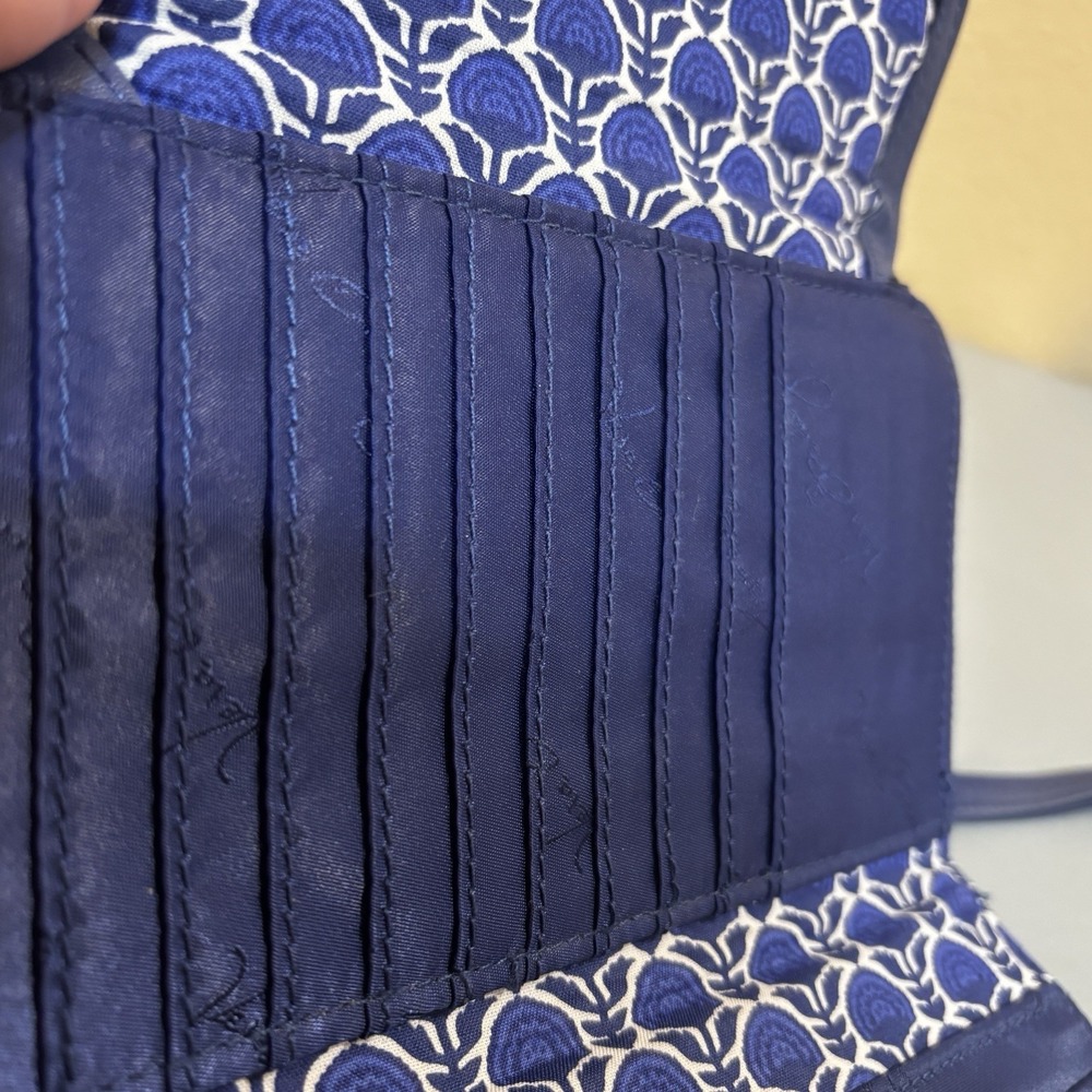 Vera Bradley Cobalt Tiles Ultimate‎ Wristlet Wallet Trifold ID Card Storage Blue - Picture 4 of 16
